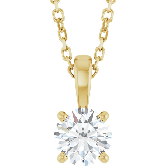 14K Gold Round Lab-Grown Diamond Solitaire Necklace or Pendant – up to 1 1/4 CTW - Yellow Gold