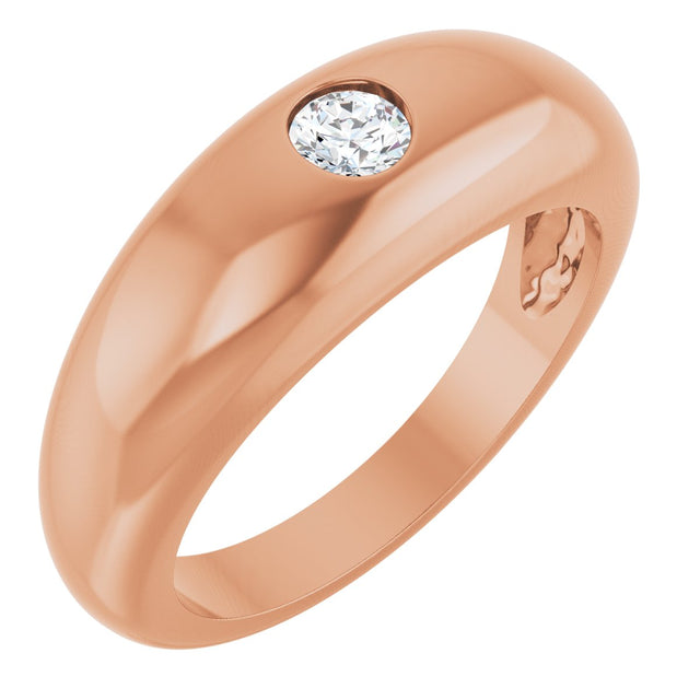 14K Gold Round Natural Diamond Solitaire Ring – 4mm Stones - Rose Gold