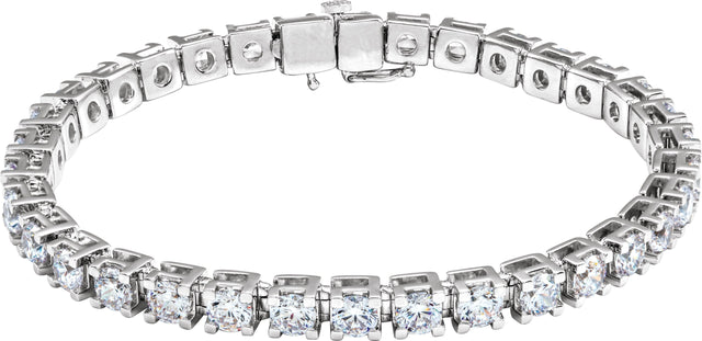 14K Gold Round Lab-Grown Diamond Line Bracelet – 1.4-4.25mm Stones - White Gold