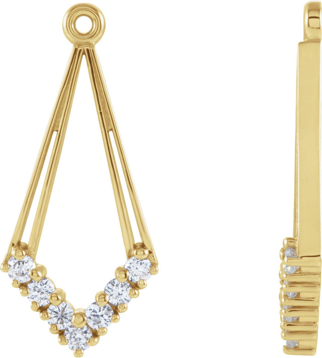 14K Gold Natural Diamond Geometric Earring Jackets - Yellow Gold