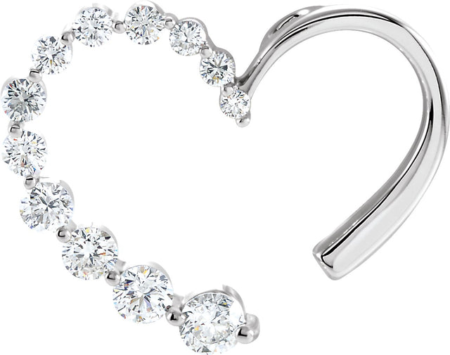 14K Gold Round Natural Diamond Journey Heart Pendant – 7/8 CTW