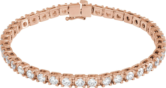 14K Gold Round Lab-Grown Diamond Line Bracelet – 1.4-4.25mm Stones - Rose Gold