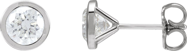 14K Gold Lab-Grown Diamond Round Bezel-Set Cocktail-Style Stud Earrings - White Gold