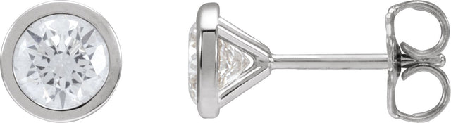 14K Gold Lab-Grown Diamond Round Bezel-Set Cocktail-Style Stud Earrings - White Gold