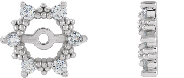 14K Gold Natural Diamond Halo-Style Earring Jackets III - White Gold