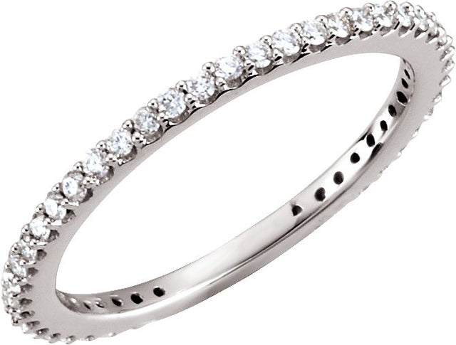 14K Gold Round Natural Diamond Stackable Ring – 1/3 CTW - White Gold