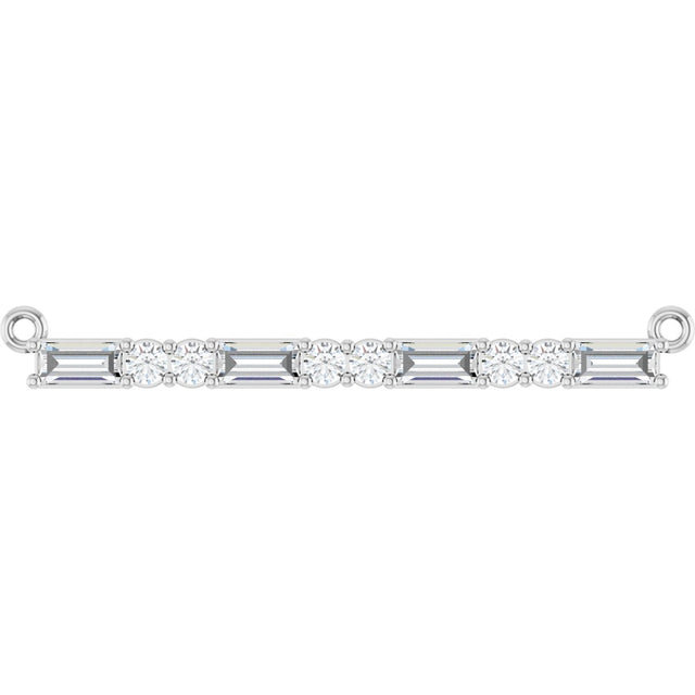 Platinum Straight Baguette Natural Diamond Accented Bar Necklace – 1/2 CTW