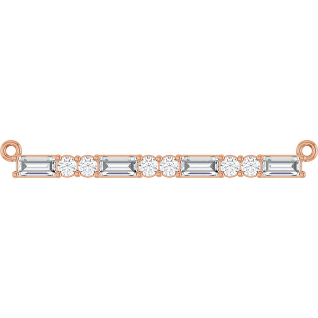 14K Gold Straight Baguette Natural Diamond Accented Bar Necklace – 1/2 CTW - Rose Gold
