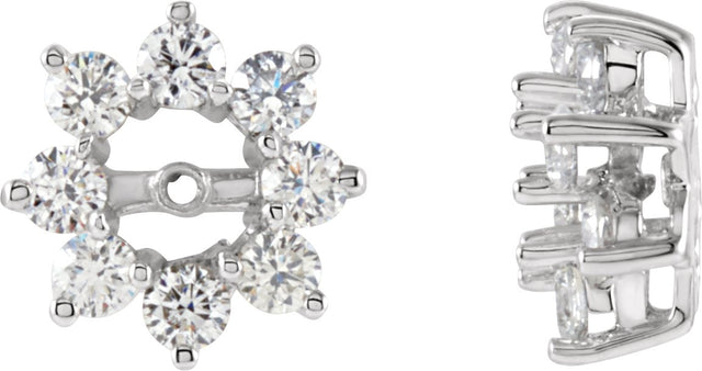 14K Gold Natural Diamond Halo-Style Earring Jackets VII - White Gold