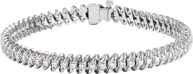 14K Gold Round Natural Diamond Accented Line Bracelet – 1.7mm Stones