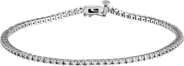 14K Gold Round Natural Diamond Line Bracelet X - White Gold