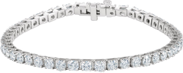 18K Gold Round Natural Diamond Line Bracelet – 3.4mm Stones - White Gold