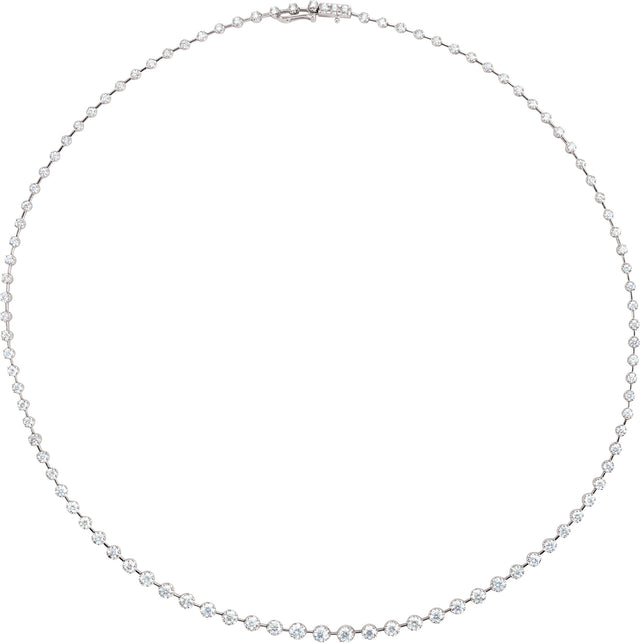 14K Gold Round Natural Diamond Accented Line Necklace