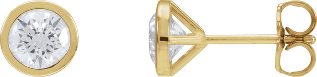 14K Gold Natural Diamond Round Bezel-Set Cocktail-Style Stud Earrings - Yellow Gold
