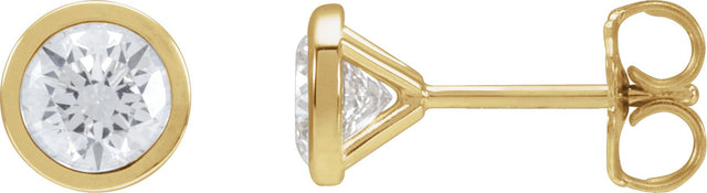 14K Gold Lab-Grown Diamond Round Bezel-Set Cocktail-Style Stud Earrings - Yellow Gold