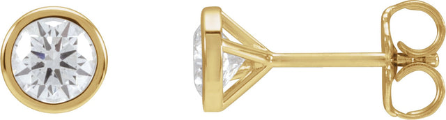 14K Gold Lab-Grown Diamond Round Bezel-Set Cocktail-Style Stud Earrings - Yellow Gold
