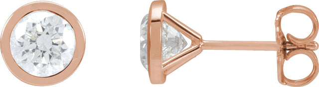 14K Gold Lab-Grown Diamond Round Bezel-Set Cocktail-Style Stud Earrings - Rose Gold