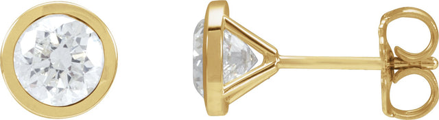 14K Gold Natural Diamond Round Bezel-Set Cocktail-Style Stud Earrings - Yellow Gold