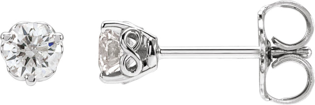 14K Gold Natural Diamond Round 3-Prong Infinity-Inspired Stud Earrings - White Gold