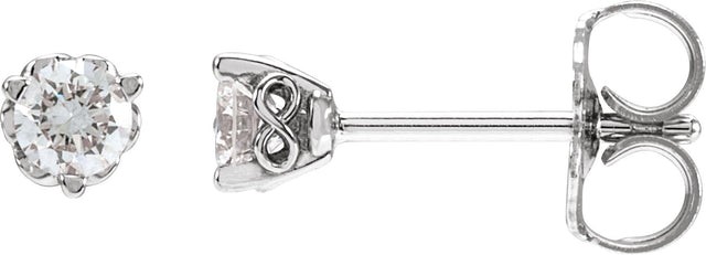 Platinum Natural Diamond Round 3-Prong Infinity-Inspired Stud Earrings
