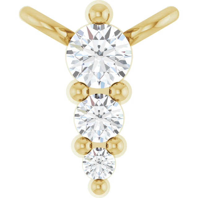 14K Gold Round Lab-Grown Diamond Accented Graduated Bar Necklace - Yellow Gold