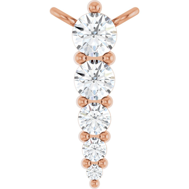 14K Gold Round Natural Diamond Accented Graduated Bar Necklace - Rose Gold