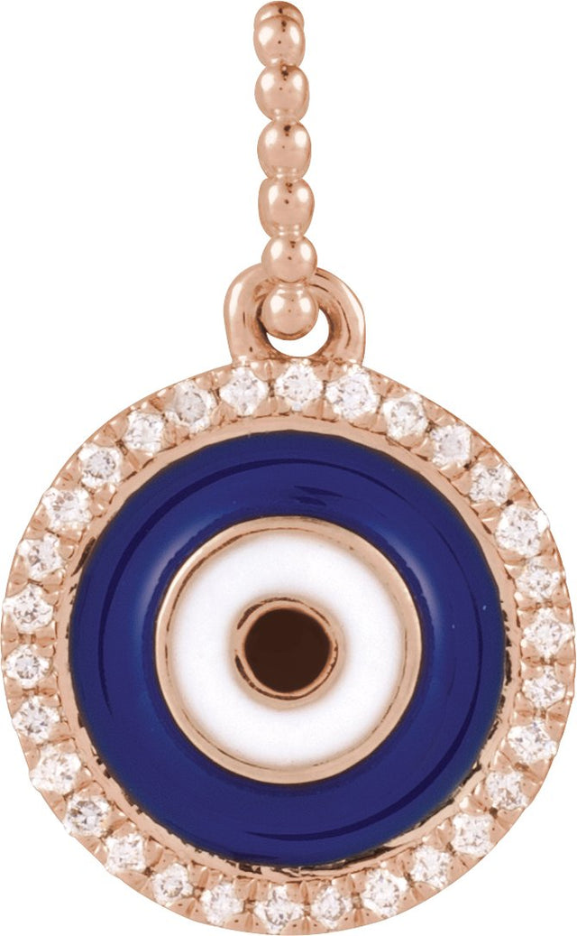 14K Gold Accented Evil Eye Pendant - Rose Gold