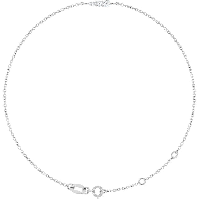 Platinum Natural Diamond Graduated Link Bracelet
