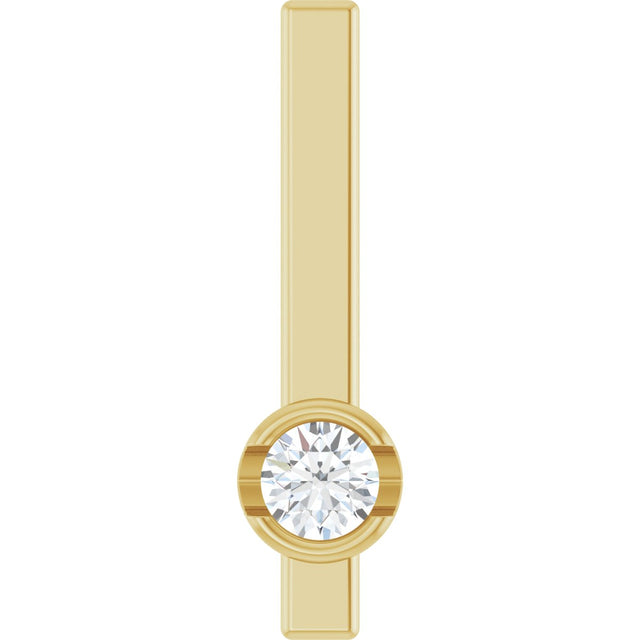 14K Gold Round Natural Diamond Solitaire Bar Necklace or Pendant - Yellow Gold
