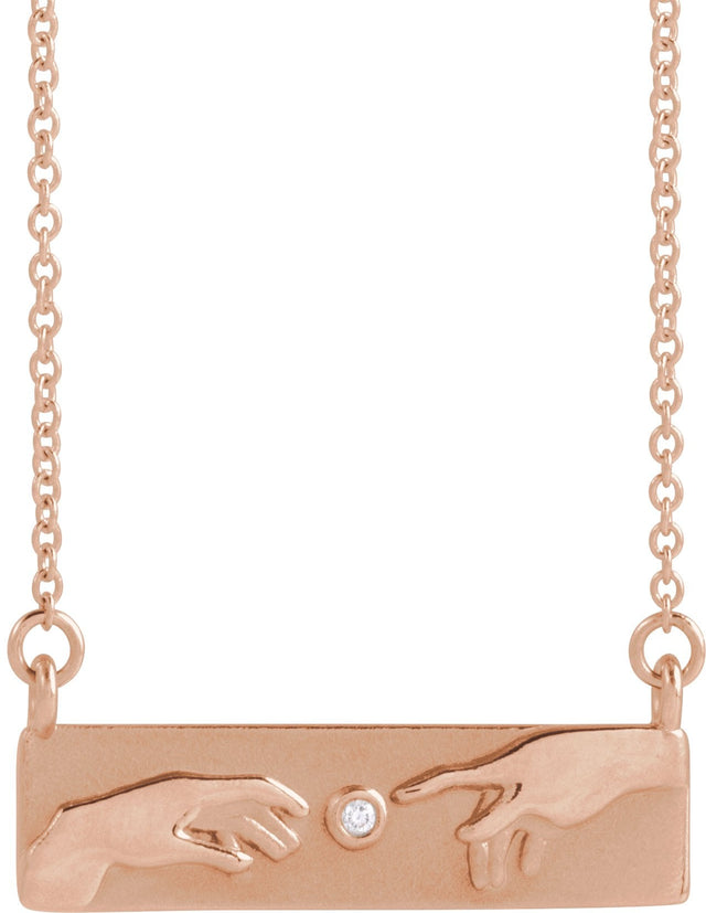 14K Gold Round Natural Diamond Creation of Adam Necklace - Rose Gold