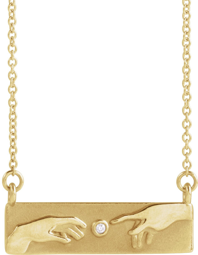 14K Gold Round Natural Diamond Creation of Adam Necklace - Yellow Gold