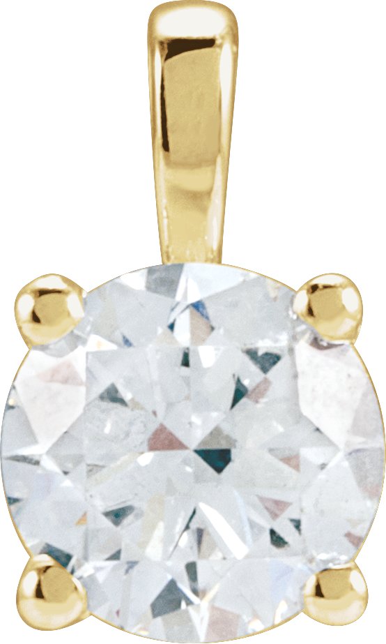 14K Gold Round Lab-Grown Diamond Solitaire Necklace or Pendant – up to 1 1/4 CTW - Yellow Gold