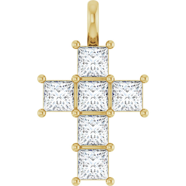 10K Gold Round Natural Diamond Accented Cross Pendant - Yellow Gold