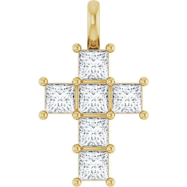10K Gold Round Natural Diamond Accented Cross Pendant - Yellow Gold