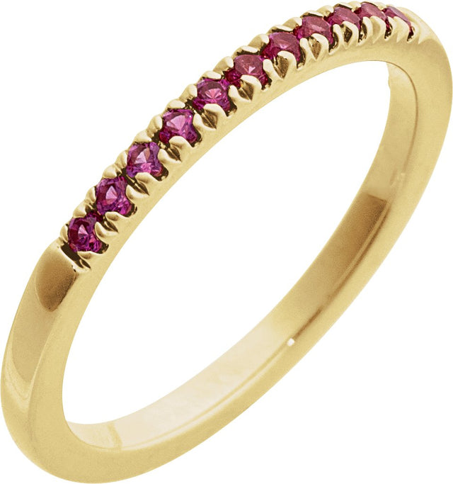 10K Gold Round Lab-Grown Ruby Birthstone Stackable Ring - Yellow Gold