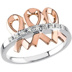 14K Gold Round Natural Diamond Accented Me & My Two Friends® Ring