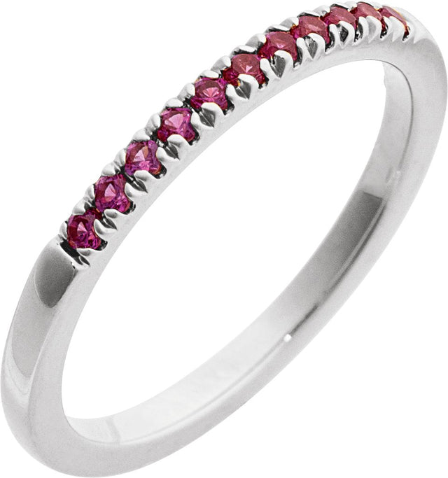 10K Gold Round Natural Ruby Birthstone Stackable Ring - White Gold