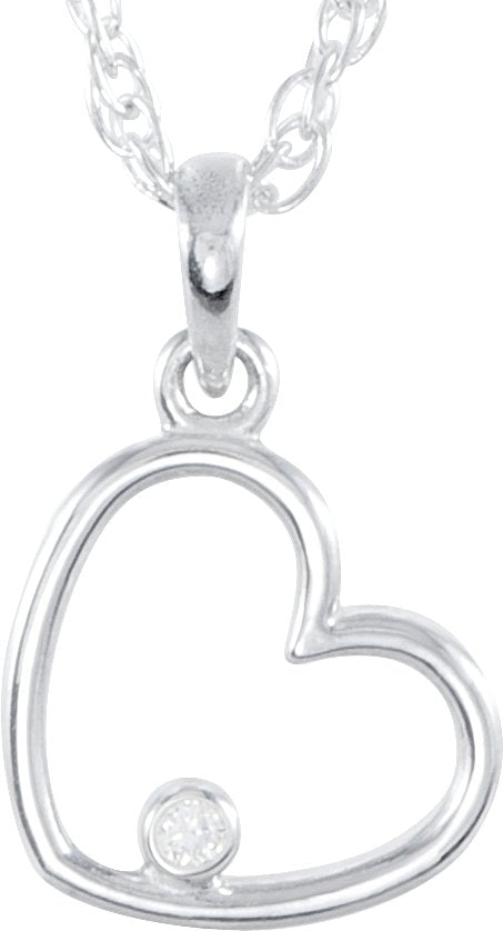 14K Gold Heart Necklace or Pendant - White Gold
