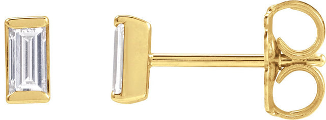 14K Gold Natural Diamond Straight Baguette Channel-Set Stud Earrings - Yellow Gold