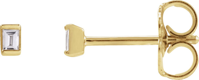 14K Gold Natural Diamond Straight Baguette Channel-Set Stud Earrings - Yellow Gold