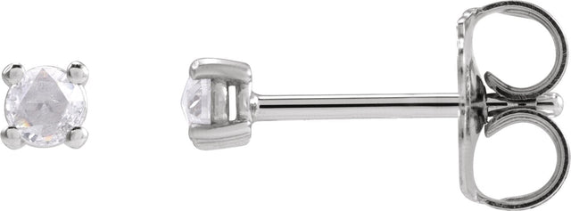 14K Gold Natural Diamond Round 4-Prong Rose-Cut Stud Earrings - White Gold