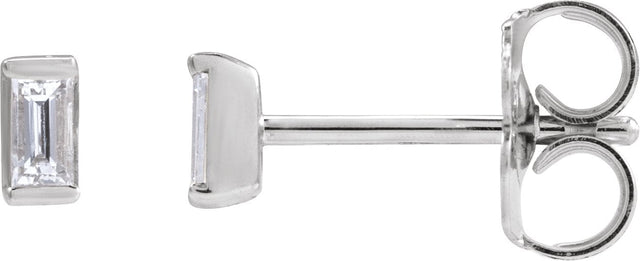 14K Gold Natural Diamond Straight Baguette Channel-Set Stud Earrings - White Gold