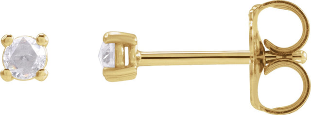 14K Gold Natural Diamond Round 4-Prong Rose-Cut Stud Earrings - Yellow Gold