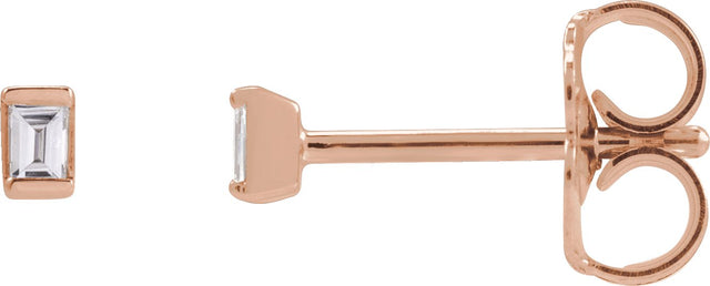 14K Gold Natural Diamond Straight Baguette Channel-Set Stud Earrings - Rose Gold