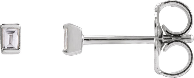 Platinum Natural Diamond Straight Baguette Channel-Set Stud Earrings
