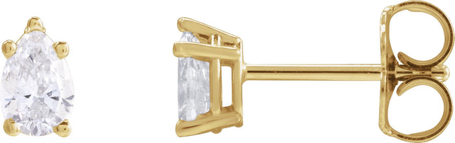 14K Gold Natural Diamond Pear 5-Prong Stud Earrings - Yellow Gold