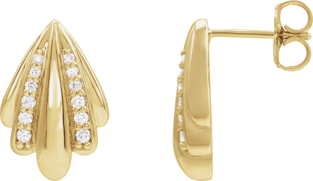 14K Gold Round Natural Diamond Accented Earrings IV - Yellow Gold