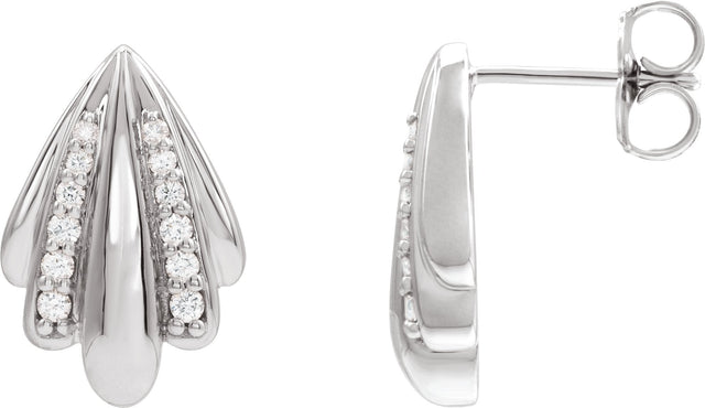 Platinum Round Natural Diamond Accented Earrings III