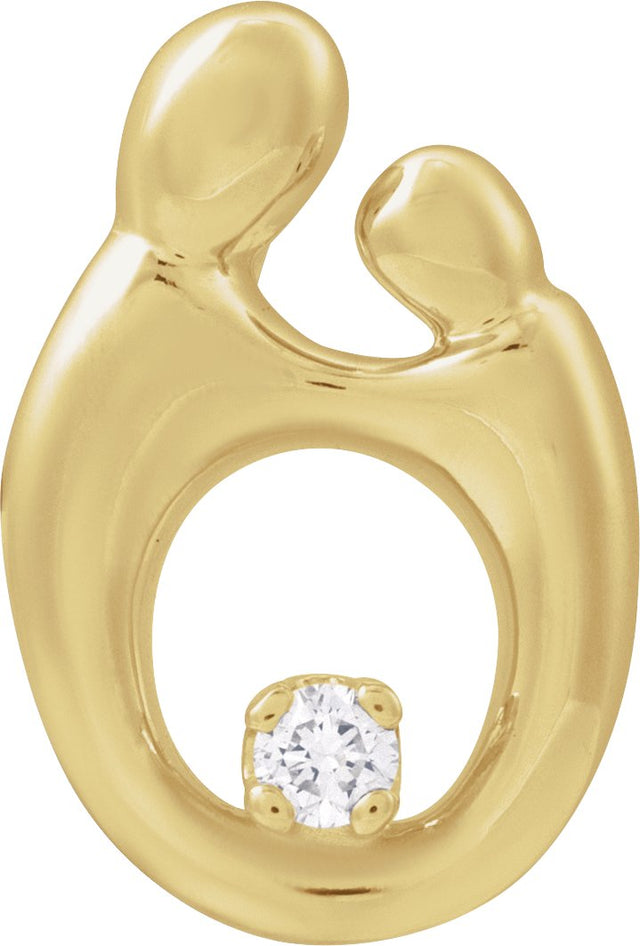 14K Gold Accented Motherhood Slide Pendant II - Yellow Gold