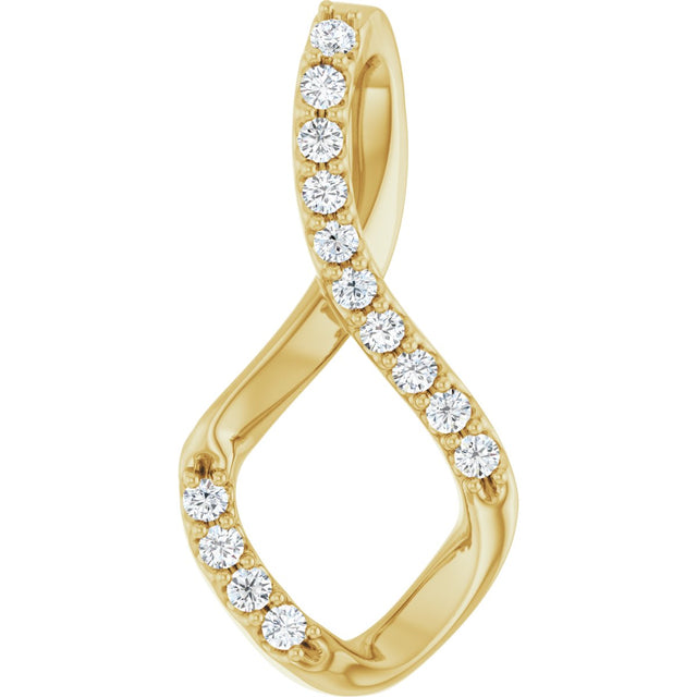 14K Gold Round Natural Diamond Accented Freeform Pendant – 1/5 CTW - Yellow Gold
